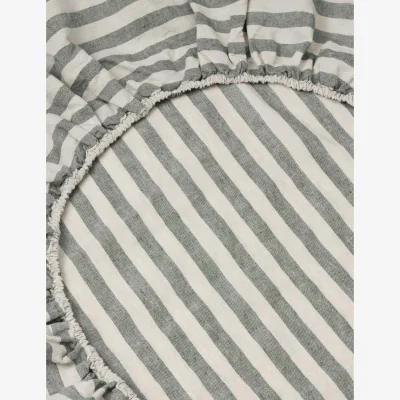 Marks & Spencer Piglet In Bed Linen Rich Pembroke Stripe Fitted Sheet Grey Mix