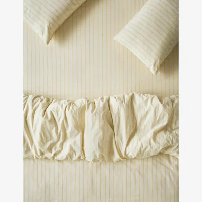 Marks & Spencer Piglet In Bed Washed Cotton Slumber Stripe Fitted Sheet Yellow Mix