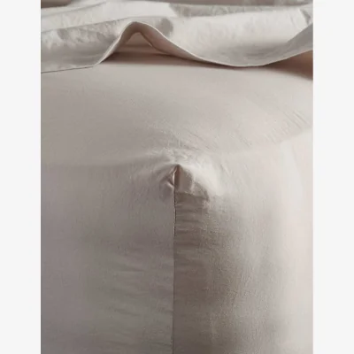 Marks & Spencer Bedfolk Pure Cotton Washed Fitted Sheet Beige