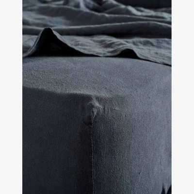 Marks & Spencer Bedfolk Pure Linen Washed Fitted Sheet Navy