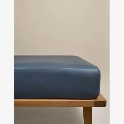 Marks & Spencer M&S Egyptian Cotton 400 Thread Count Silky Deep Fitted Sheet Slate Blue