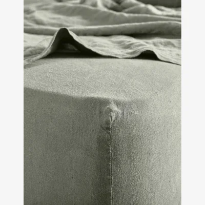 Marks & Spencer Bedfolk Pure Linen Washed Deep Fitted Sheet Khaki