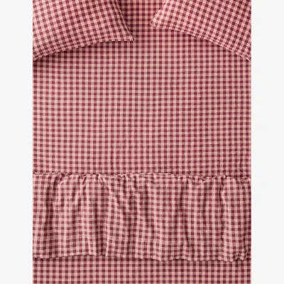 Marks & Spencer Piglet In Bed Linen Rich Gingham Fitted Sheet Red Mix