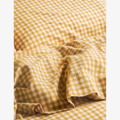 Marks & Spencer Piglet In Bed Linen Rich Gingham Flat Sheet Yellow Mix