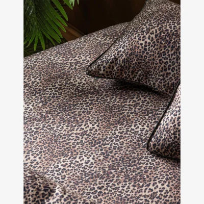 Marks & Spencer Rockett St George Pure Cotton Sateen Leopard Love Fitted Sheet Brown