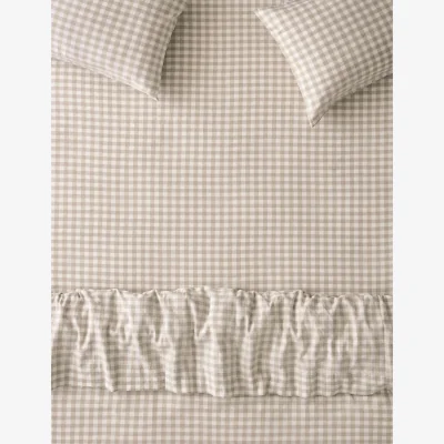 Marks & Spencer Piglet In Bed Linen Rich Gingham Fitted Sheet Ivory Mix