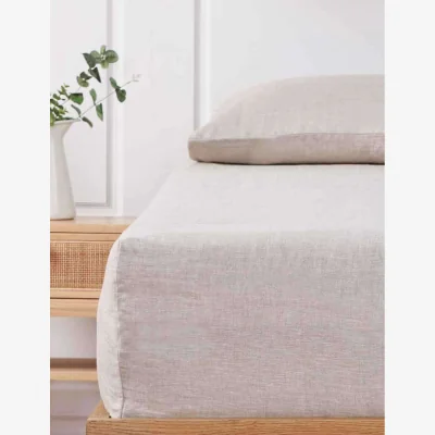 Marks & Spencer MM Linen Pure Linen Laundered Fitted Sheet Natural