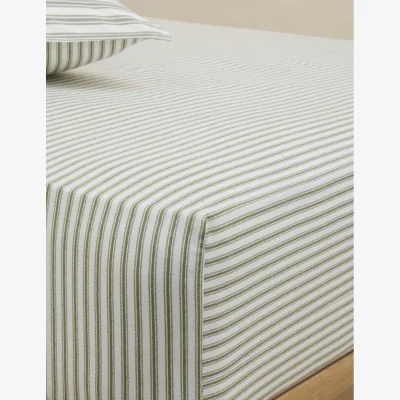 Marks & Spencer M&S Brushed Cotton Striped Deep Fitted Sheet Fern