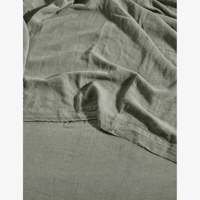 Marks & Spencer Bedfolk Pure Linen Washed Flat Sheet Khaki