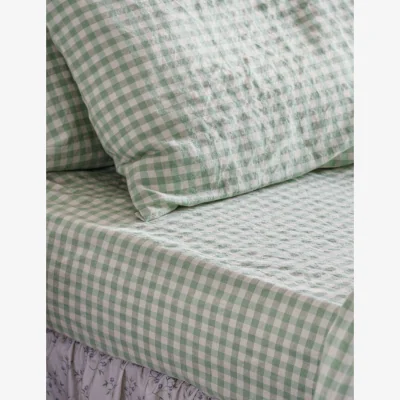 Marks & Spencer Piglet In Bed Linen Rich Gingham Fitted Sheet Purple Mix