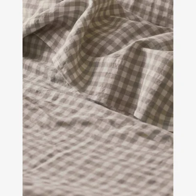 Marks & Spencer Piglet In Bed Linen Rich Gingham Flat Sheet Oatmeal Mix