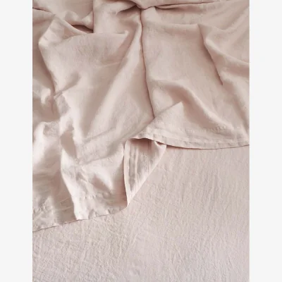 Marks & Spencer Bedfolk Pure Linen Washed Flat Sheet Soft Pink