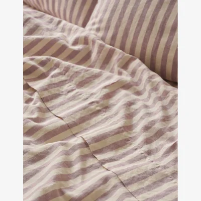 Marks & Spencer Piglet In Bed Linen Rich Striped Flat Sheet Purple Mix
