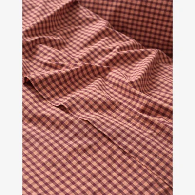 Marks & Spencer Piglet In Bed Pure Cotton Gingham Flat Sheet Brown Mix