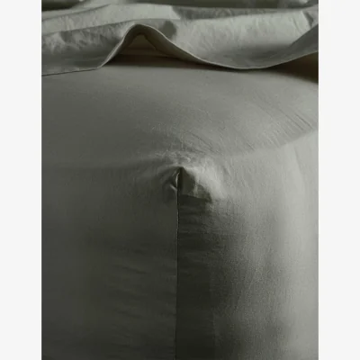 Marks & Spencer Bedfolk Pure Cotton Relaxed Fitted Sheet Khaki