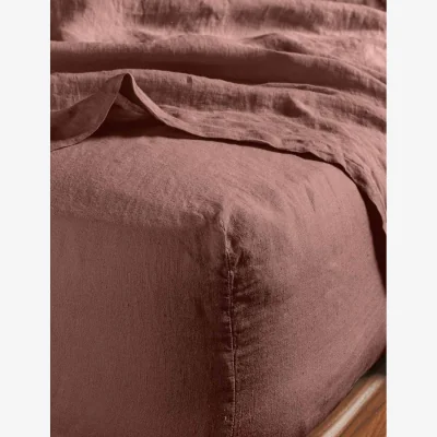 Marks & Spencer Bedfolk Pure Linen Washed Deep Fitted Sheet Medium Red