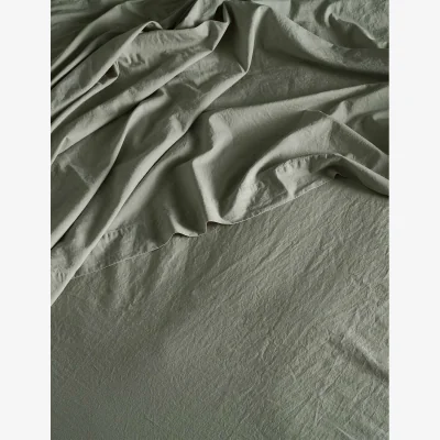 Marks & Spencer Bedfolk Washed Cotton 300 Thread Count Flat Sheet Khaki