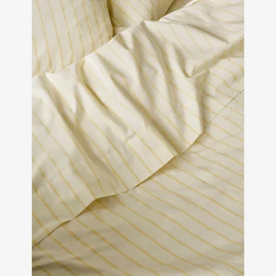 Marks & Spencer Piglet In Bed Washed Cotton Slumber Stripe Flat Sheet Yellow Mix