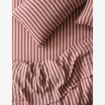 Marks & Spencer Piglet In Bed Linen Rich Pembroke Stripe Fitted Sheet Pink Mix