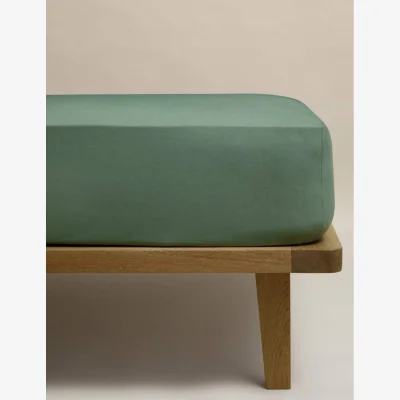 Marks & Spencer M&S Pure Cotton Brushed Fitted Sheet Smokey Green