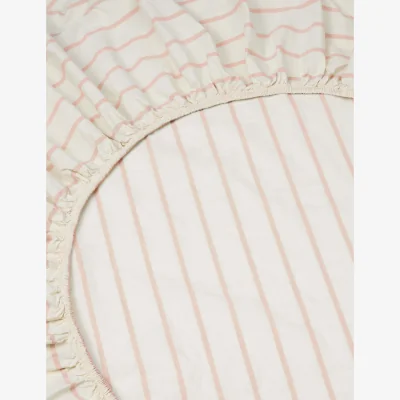 Marks & Spencer Piglet In Bed Pure Cotton Striped Fitted Sheet Pink Mix