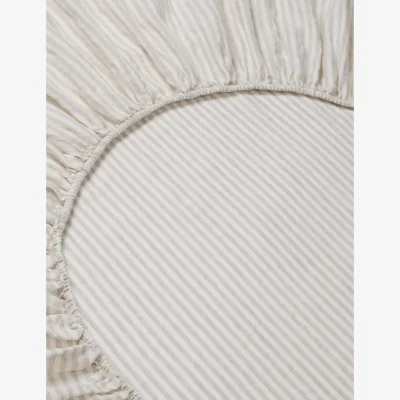 Marks & Spencer Piglet In Bed Pure Linen Striped Fitted Sheet Oatmeal Mix