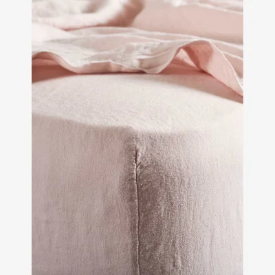 Marks & Spencer Bedfolk Pure Linen Washed Fitted Sheet Soft Pink