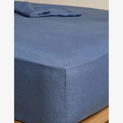 Marks & Spencer M&S Pure Linen Deep Fitted Sheet Slate Blue