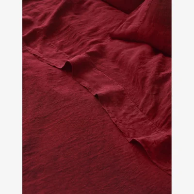 Marks & Spencer Piglet In Bed Pure Linen Flat Sheet Red