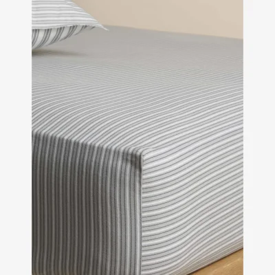 Marks & Spencer M&S Brushed Cotton Striped Deep Fitted Sheet Dove