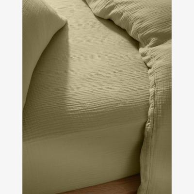 Marks & Spencer M&S Pure Cotton Muslin Deep Fitted Sheet Olive