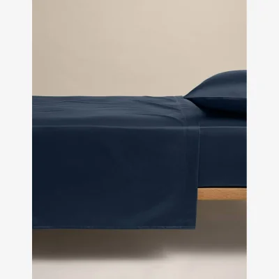 Marks & Spencer M&S Egyptian Cotton 400 Thread Count Silky Flat Sheet Navy