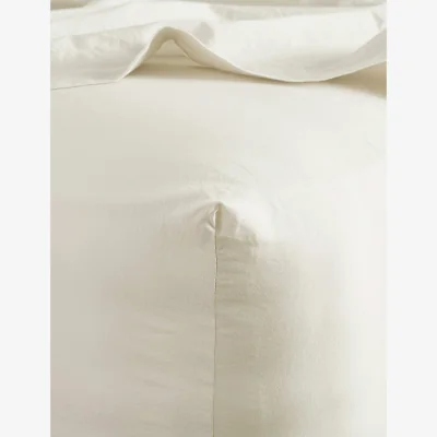 Marks & Spencer Bedfolk Pure Cotton 300 Thread Count Washed Deep Fitted Sheet Soft White