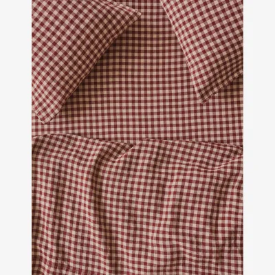 Marks & Spencer Piglet In Bed Linen Rich Gingham Fitted Sheet Red Mix