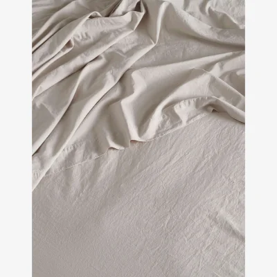 Marks & Spencer Bedfolk Washed Cotton 300 Thread Count Flat Sheet Beige
