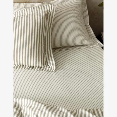 Marks & Spencer YARD Pure Cotton Hebden Striped Fitted Sheet Medium Brown