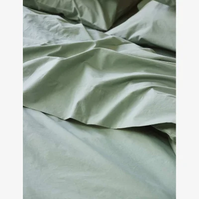 Marks & Spencer Piglet In Bed Pure Washed Cotton Percale Flat Sheet Green