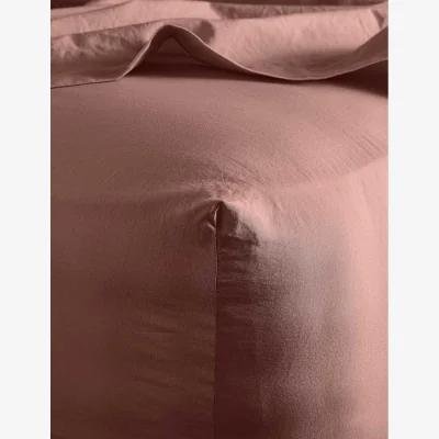 Marks & Spencer Bedfolk Washed Cotton Deep Fitted Sheet Medium Red