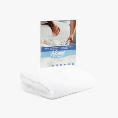 Downtown Tempur Cooling TENCEL Mattress Protector and Fitted Sheet - White - Small Single - 80cm x 20cm x 31cm