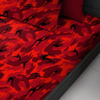 The Range Military Style Camouflage Fitted Sheet - Red / 1kg