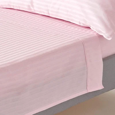 The Range 330 Thread Count Egyptian Cotton Flat Sheet with Satin Stripes - Pink / King