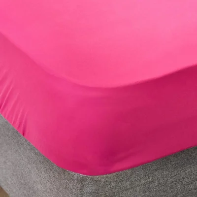 The Range OHS Plain Dyed Microfibre Fitted Bed Sheet - Hot Pink / Single