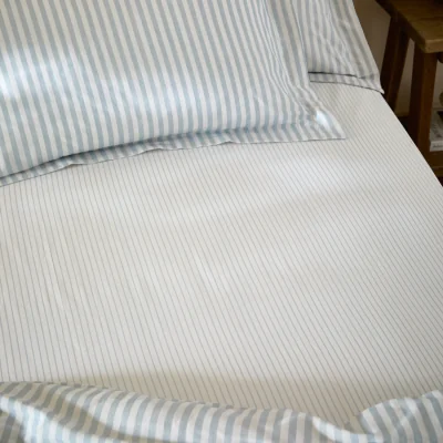 The Range Hebden Melange Stripe Fitted Sheet - Mineral Blue / Superking