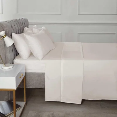 The Range SND Percale 180 Thread Count Polycotton Plain Fitted Sheet - Cream / Double