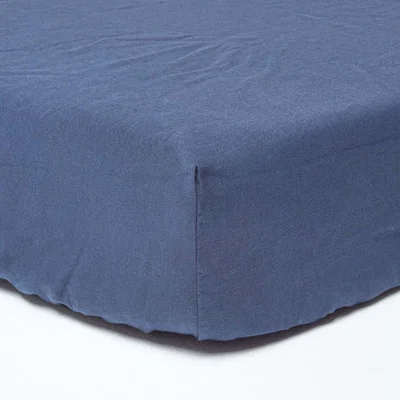 The Range Linen Fitted Sheet - Navy / King
