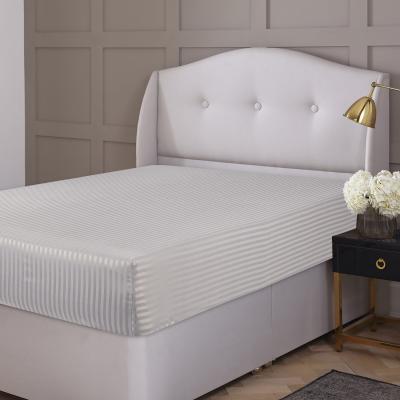The Range Satin Stripe Hotel Quality Deep Fitted Sheets - Silver / King