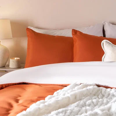 The Range OHS Plain Dyed Fitted Sheet - Rust/Stone / 200 or less / 0.82kg