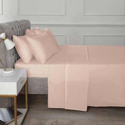 The Range SND Percale 180 Thread Count Polycotton Plain Fitted Sheet - Blush / King