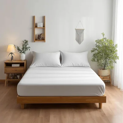 The Range Luxury 400TC Sateen Soft Touch Hotel Quality Fitted Sheet Bed Linen 40cm Extra Deep Skirt - White / Superking