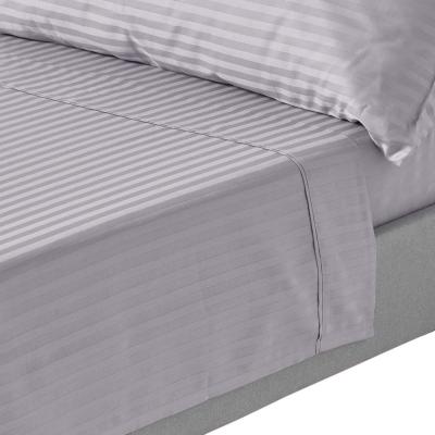 The Range 330 Thread Count Egyptian Cotton Flat Sheet with Satin Stripes - Grey / Superking